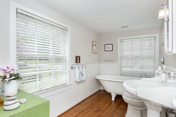Bathroom, Free Standing Baths, Interior, Wood Texture Flooring