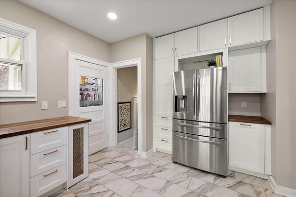 Interior, Kitchen, Marble, Recessed Lighting, Stainless Steel Appliances