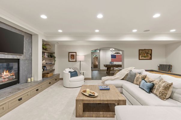 Fireplace, Interior, Living room, Recessed Lighting