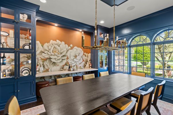 Dining room, Interior, Recessed Lighting, Wood Texture Flooring