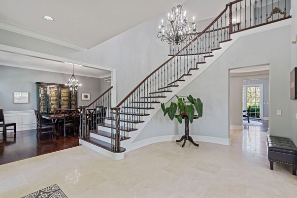 Chandelier, Dining room, Interior, Recessed Lighting, Wood Texture Flooring