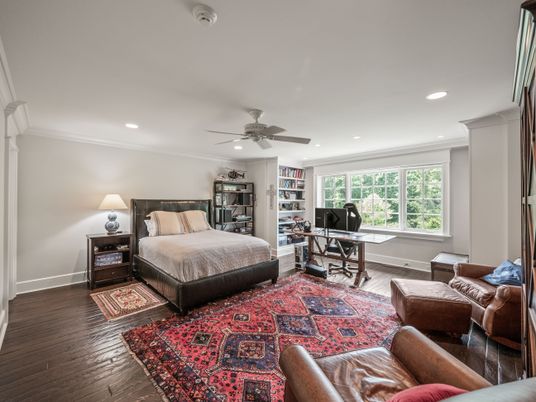 Bedroom, Home Office, Interior, Recessed Lighting, Wood Texture Flooring