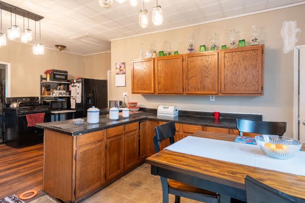 Interior, Kitchen, Pendant Lights, Wood Texture Flooring