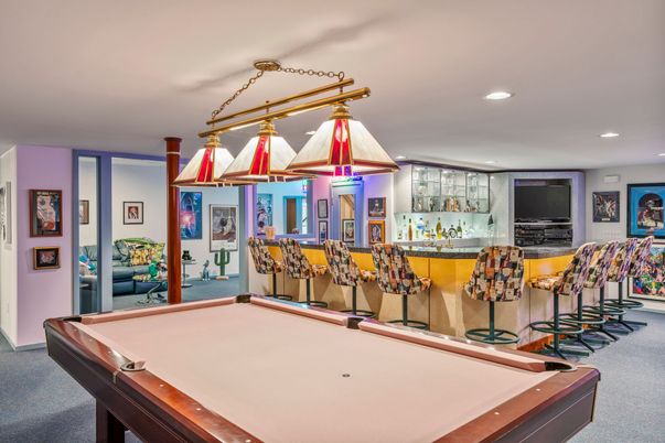Billiard Table, Game Room, Interior, Pendant Lights, Recessed Lighting