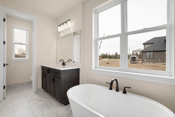 Bathroom, Dual Sink Vanities, Free Standing Baths, Interior, Marble