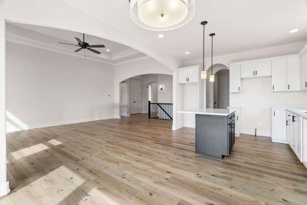 Interior, Kitchen, Pendant Lights, Recessed Lighting, Wood Texture Flooring