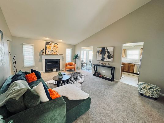 Fireplace, Interior, Kitchen, Living room, Recessed Lighting