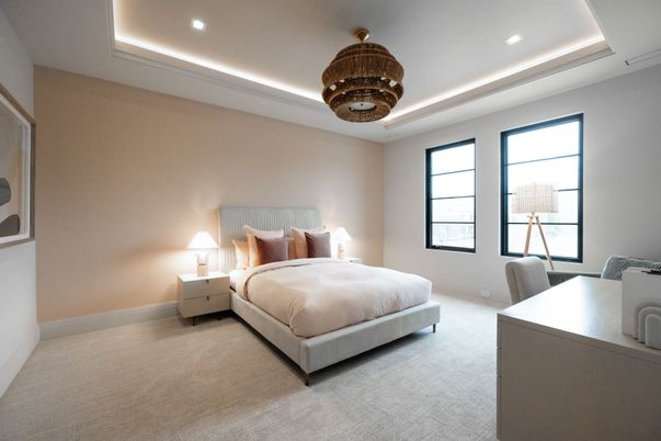 Bedroom, Chandelier, Interior, Recessed Lighting