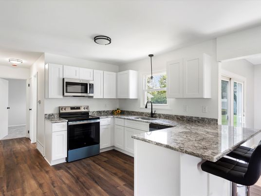 Interior, Kitchen, Pendant Lights, Stainless Steel Appliances, Wood Texture Flooring