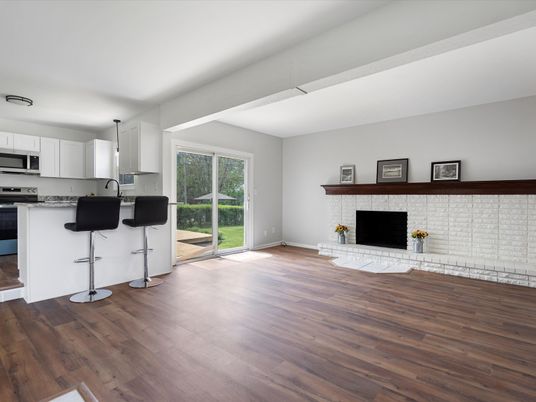 Fireplace, Interior, Kitchen, Wood Texture Flooring