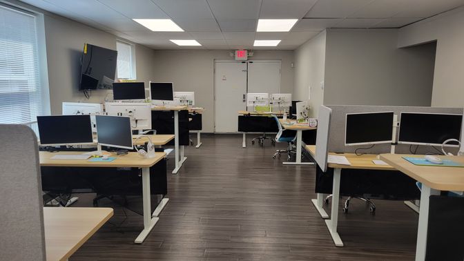Home Office, Interior, Recessed Lighting, Wood Texture Flooring
