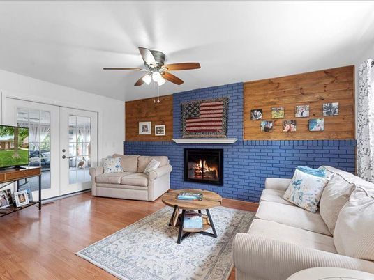 Fireplace, Interior, Living room, Stone Walls, Wood Texture Flooring, Wooden Walls