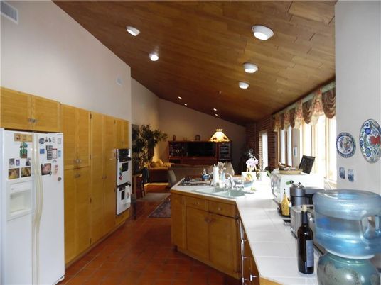 Dining room, Interior, Kitchen, Pendant Lights, Recessed Lighting, Wooden Ceilings