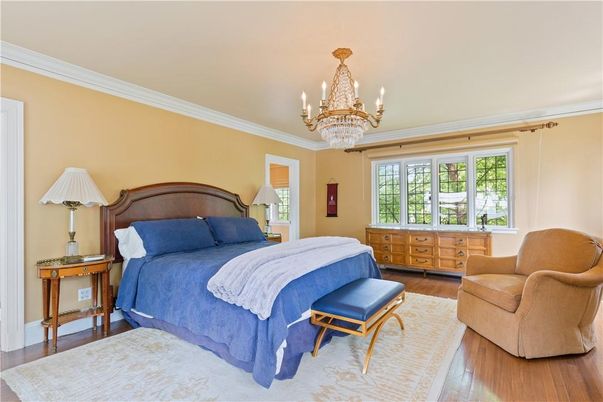 Bedroom, Chandelier, Interior, Wood Texture Flooring