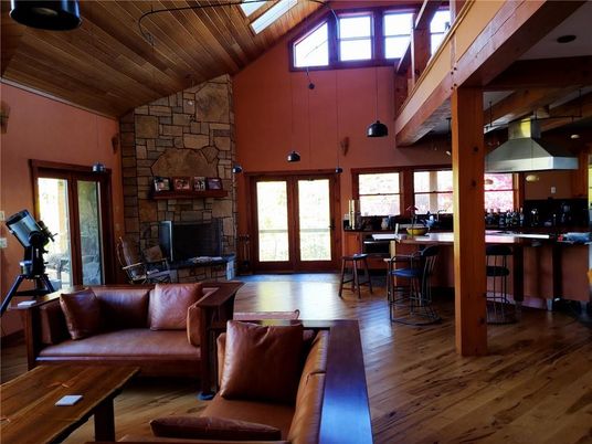 Dining room, Fireplace, Interior, Kitchen, Living room, Stone Walls, Wooden Beams, Wooden Ceilings, Wood Texture Flooring