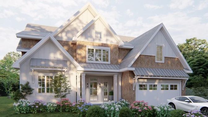 Attached, Exterior, Facade, Farmhouse