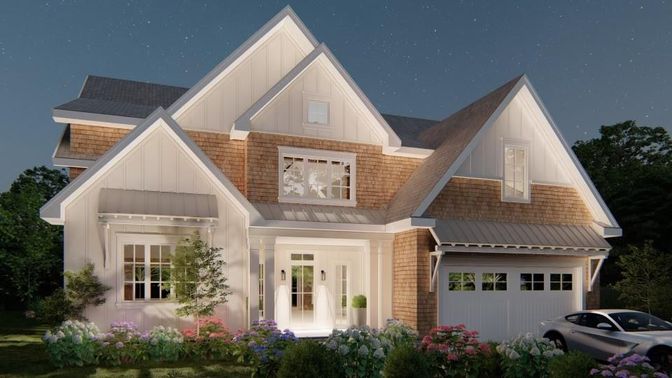 Attached, Exterior, Facade, Brick Facade, Farmhouse