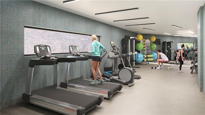 Fitness Equipment, Gym, Interior, Recessed Lighting