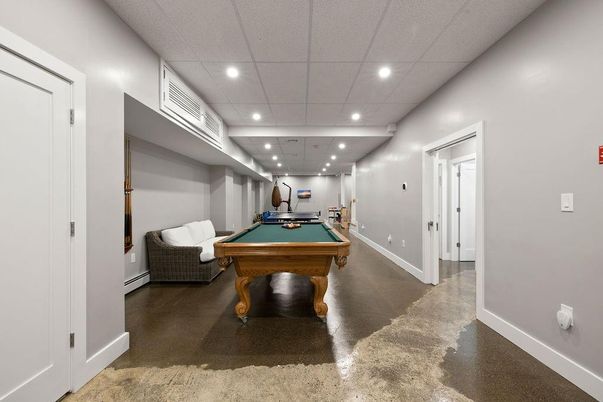 Billiard Table, Game Room, Interior, Recessed Lighting
