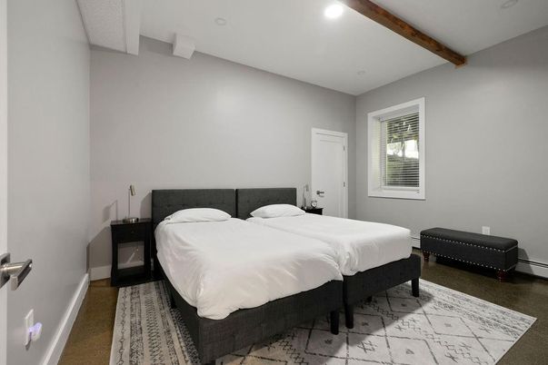 Bedroom, Interior, Recessed Lighting, Wooden Beams