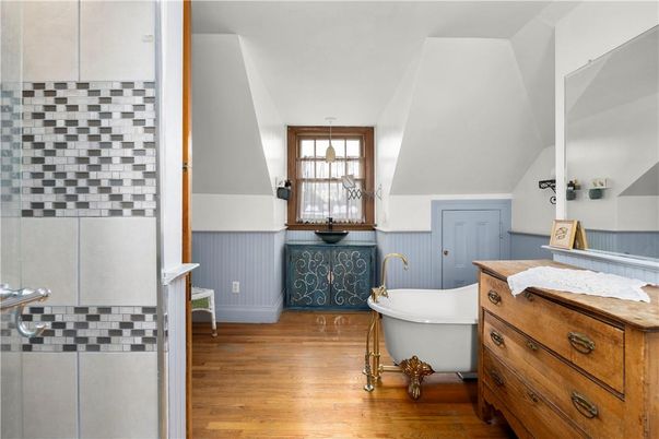 Bathroom, Free Standing Baths, Interior, Wood Texture Flooring