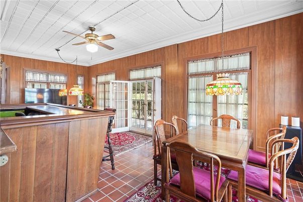 Dining room, Interior, Pendant Lights, Wooden Walls