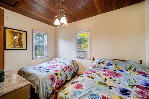 Bedroom, Interior, Pendant Lights, Wooden Ceilings