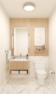 Bathroom, Interior, Marble, Wooden Walls