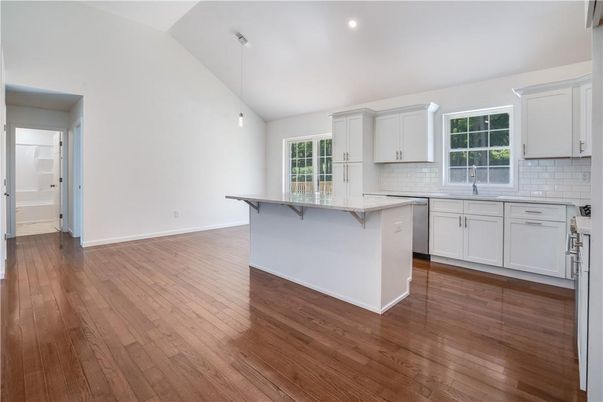 Interior, Kitchen, Pendant Lights, Recessed Lighting, Wood Texture Flooring