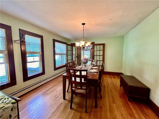 Chandelier, Dining room, Interior, Wood Texture Flooring