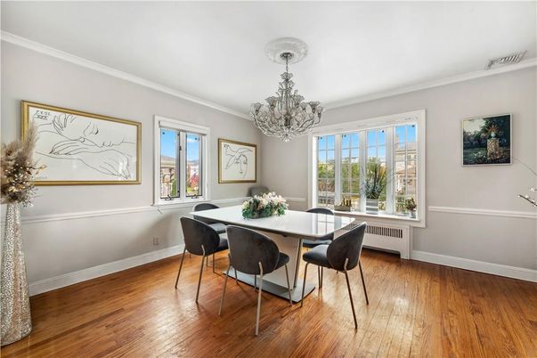Chandelier, Dining room, Interior, Wood Texture Flooring