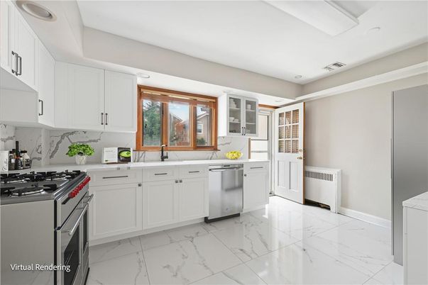 Interior, Kitchen, Marble, Recessed Lighting, Stainless Steel Appliances