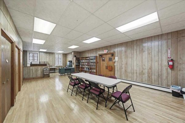 Dining room, Interior, Recessed Lighting, Wood Texture Flooring, Wooden Walls