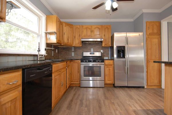 Interior, Kitchen, Stainless Steel Appliances, Wood Texture Flooring