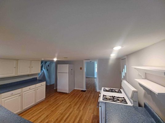Interior, Kitchen, Recessed Lighting, Wood Texture Flooring