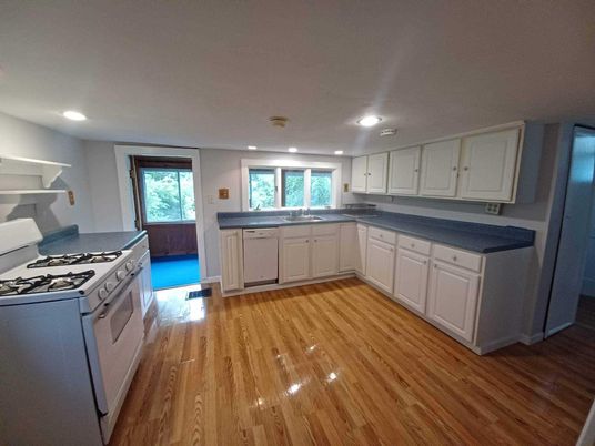 Interior, Kitchen, Recessed Lighting, Wood Texture Flooring
