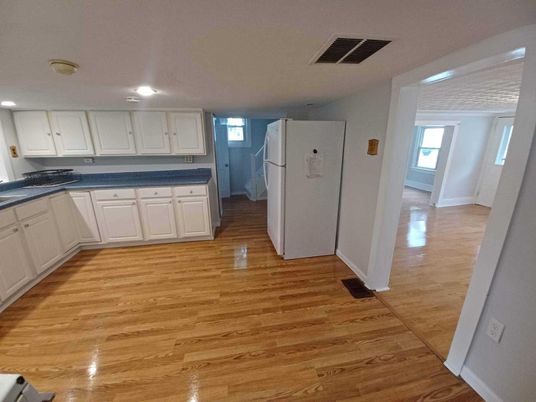 Interior, Kitchen, Recessed Lighting, Wood Texture Flooring