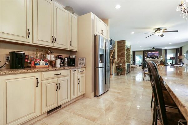 Dining room, Interior, Kitchen, Recessed Lighting, Stone Walls