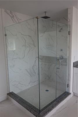 Bathroom, Glass Shower, Interior, Marble Walls
