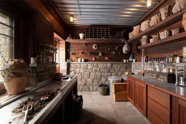 Interior, Kitchen, Stainless Steel Appliances, Stone Walls
