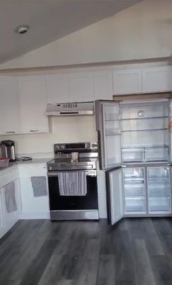 Interior, Kitchen, Stainless Steel Appliances, Wood Texture Flooring