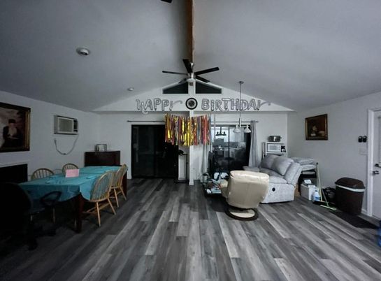 Dining room, Interior, Living room, Pendant Lights, Wood Texture Flooring