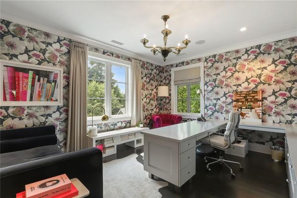 Chandelier, Home Office, Interior, Recessed Lighting