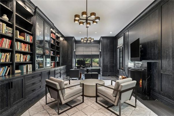 Fireplace, Home Office, Interior, Pendant Lights, Recessed Lighting