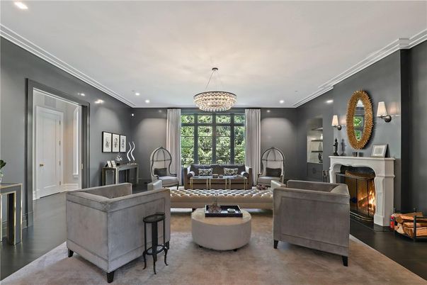 Chandelier, Fireplace, Interior, Living room, Recessed Lighting