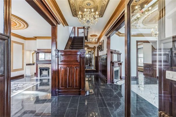 Chandelier, Fireplace, Interior, Marble