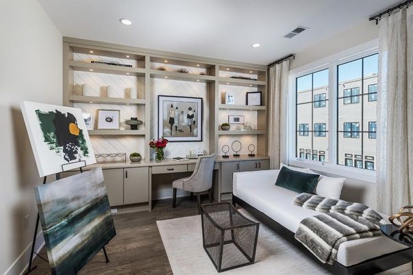 Home Office, Interior, Recessed Lighting, Wood Texture Flooring