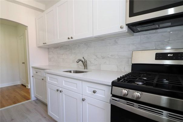Interior, Kitchen, Marble Walls, Wood Texture Flooring