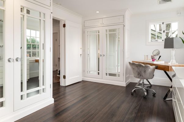 Home Office, Interior, Recessed Lighting, Wood Texture Flooring