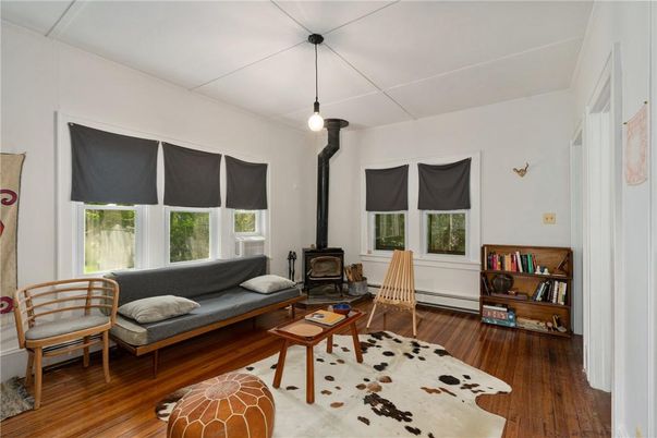 Fireplace, Interior, Living room, Pendant Lights, Wood Texture Flooring